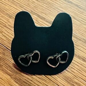 Silver tone heart post earrings